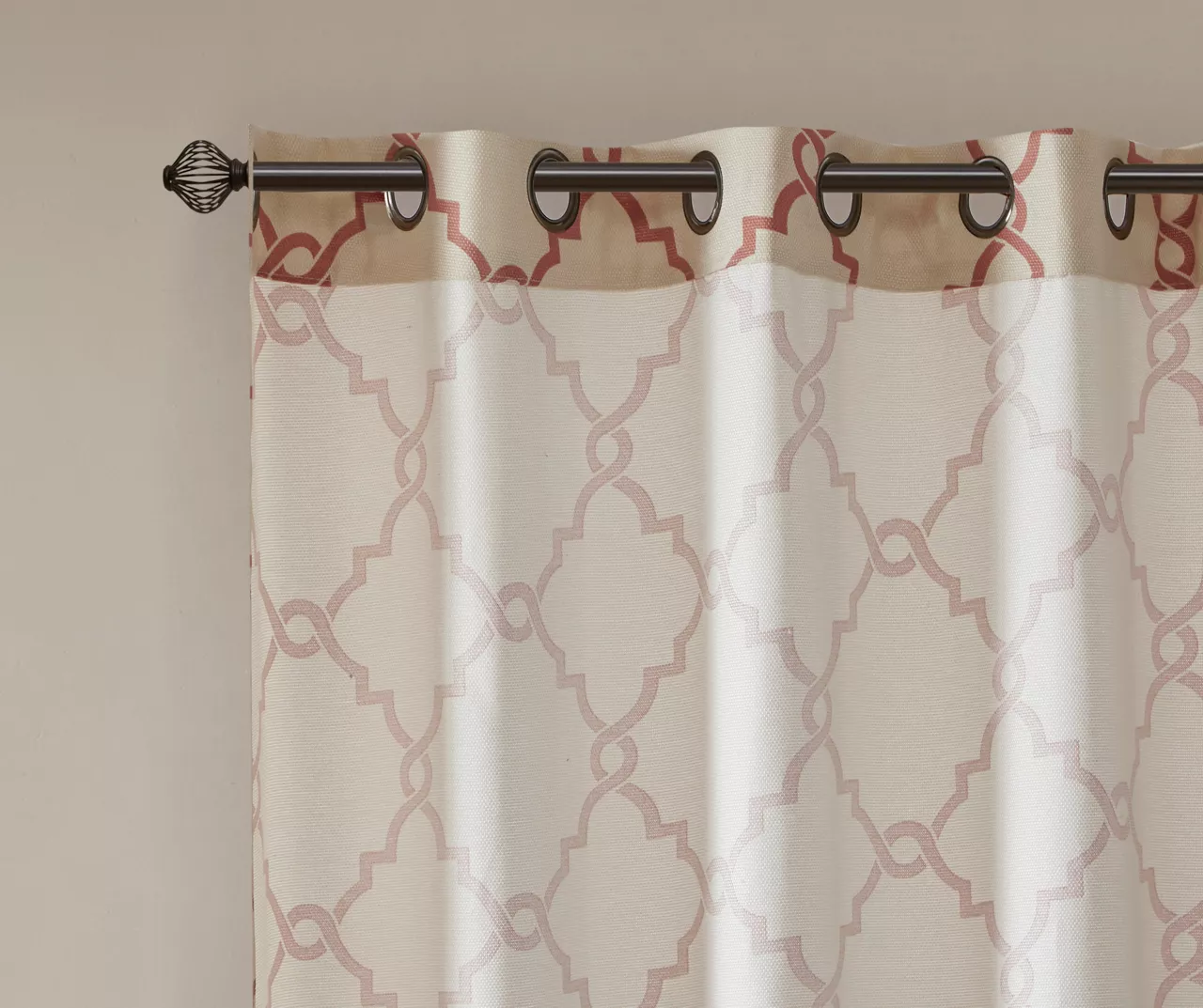 Sereno Fretwork Beige & Spice Light-Filtering Grommet Curtain Panel, (84") - Image 5