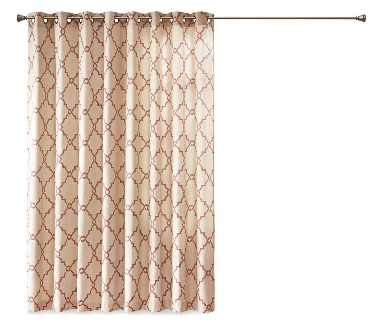 Sereno Fretwork Beige & Spice Light-Filtering Grommet Patio Curtain Panel, (84") - Image 5