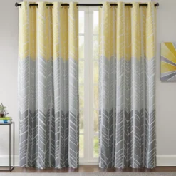 Amanda Yellow Blackout Grommet Curtain Panel, (84")