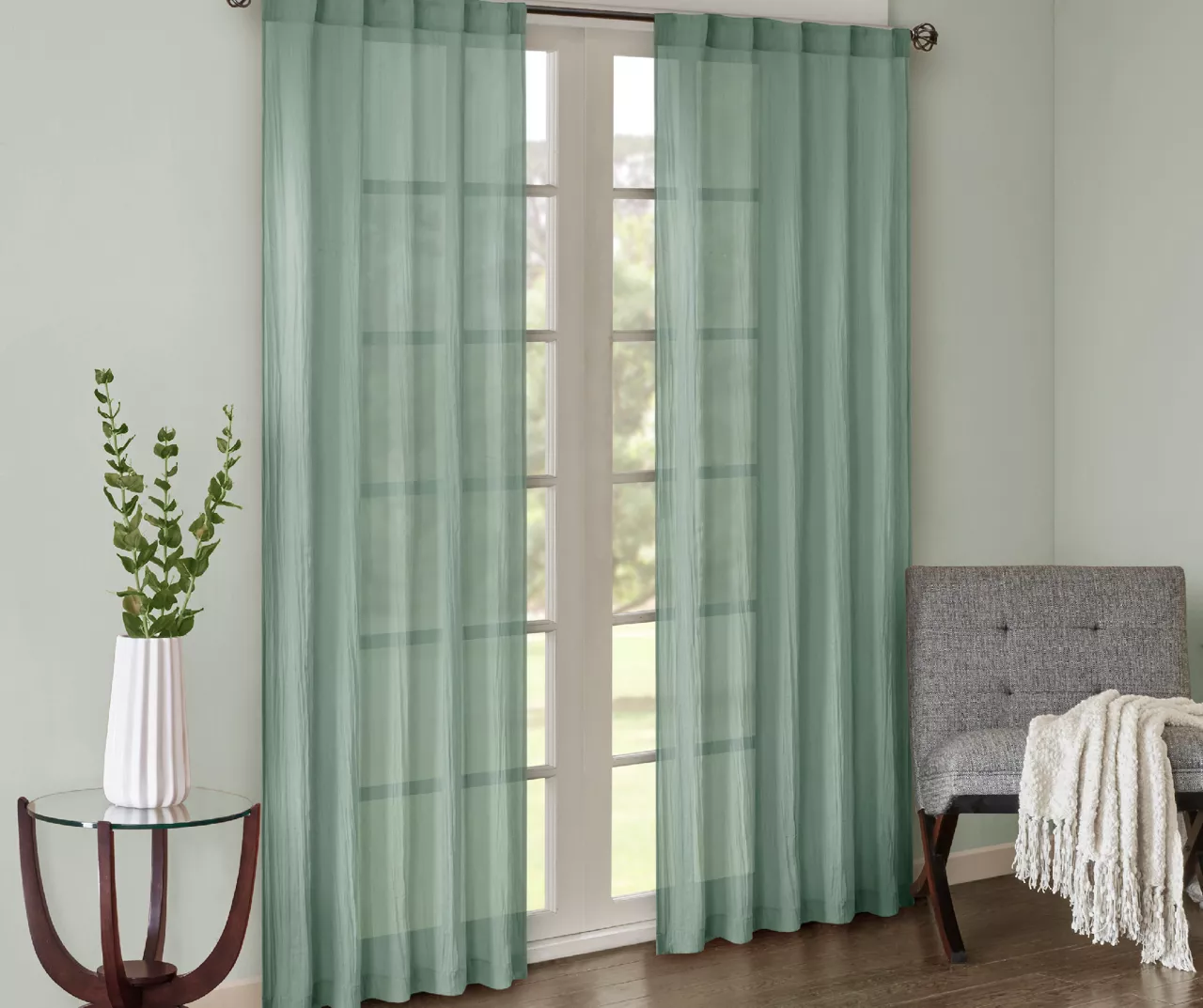 Avery Crushed Sheer Rod Pocket Curtain Panel Pair - Image 7