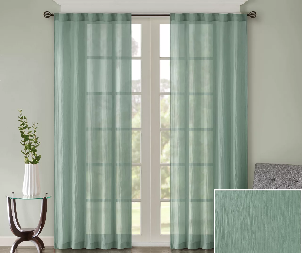 Avery Crushed Sheer Rod Pocket Curtain Panel Pair - Image 8