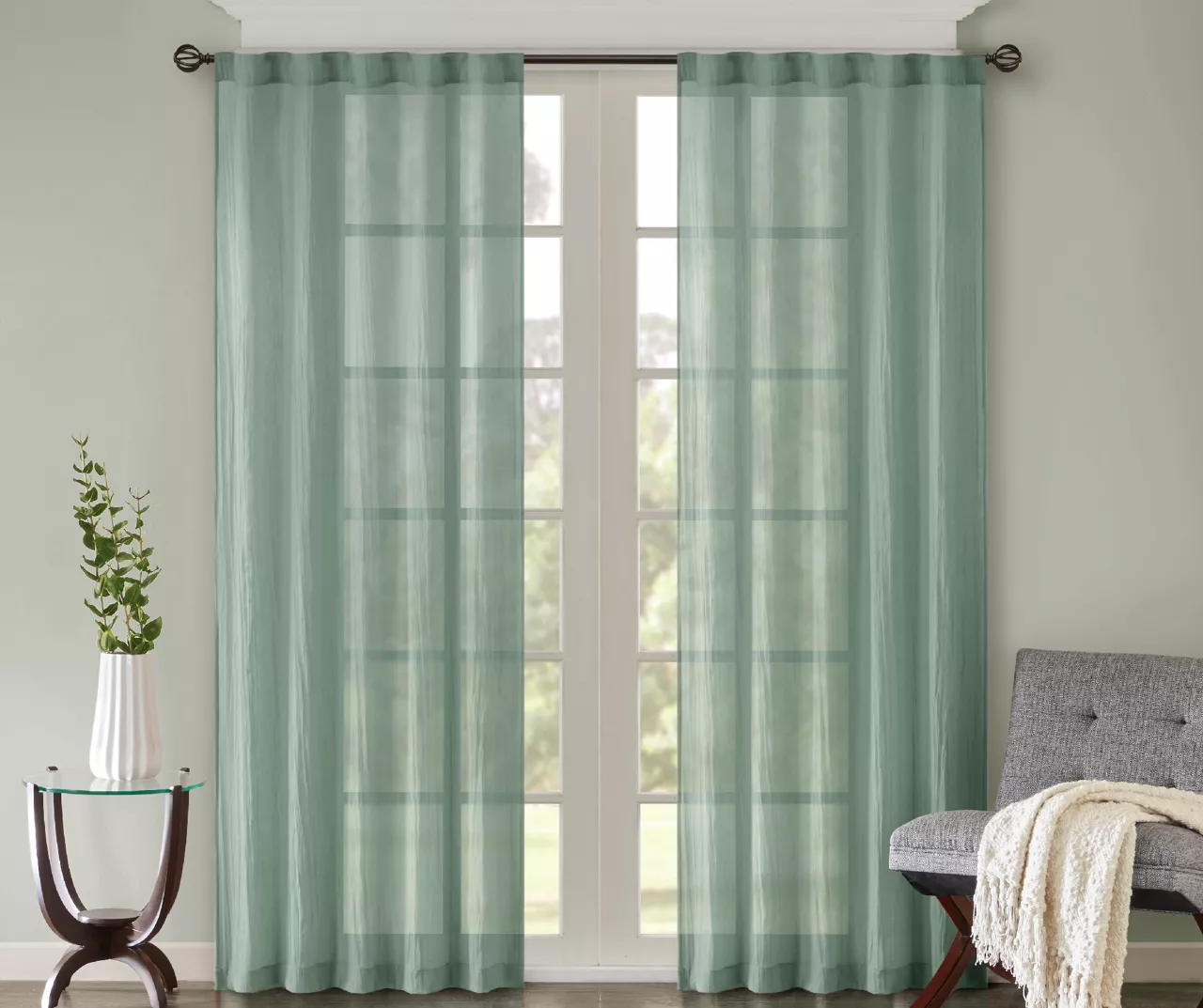 Avery Crushed Sheer Rod Pocket Curtain Panel Pair
