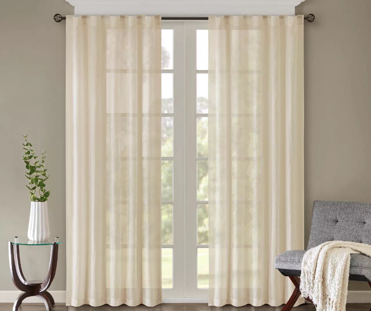 Avery Crushed Sheer Rod Pocket Curtain Panel Pair - Image 2