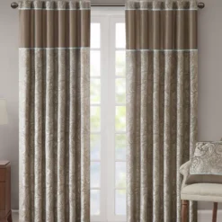 Valerie Blue Light-Filtering Rod Pocket Curtain Panel Pair, (95")
