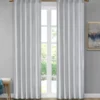 Bryce Velvet Light Gray Room-Darkening Rod Pocket Curtain Panel Pair, (63")
