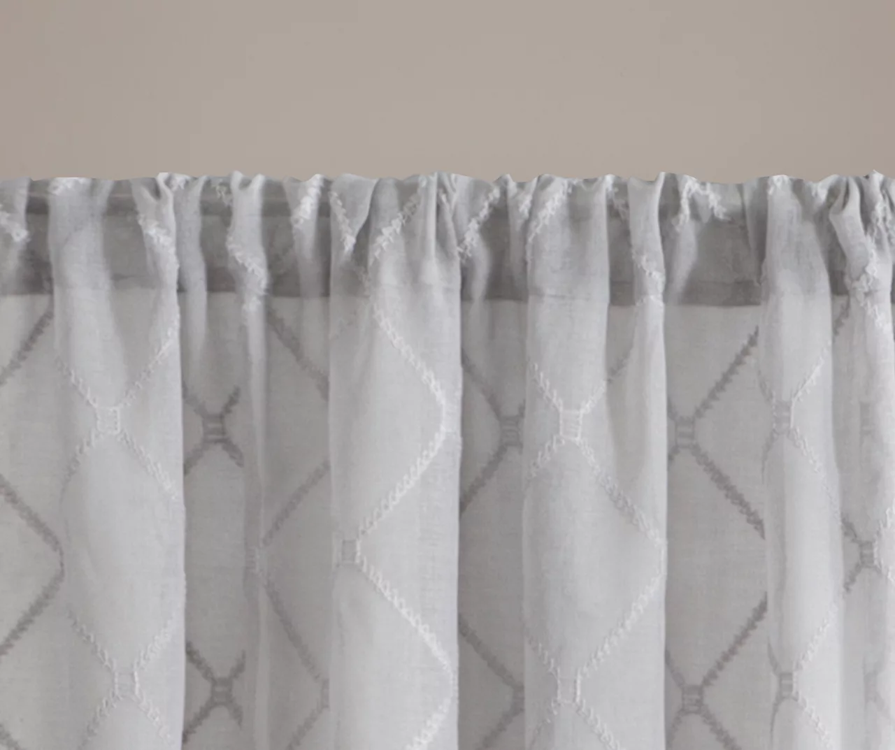 Clarissa Diamond Gray Sheer Rod Pocket Curtain Panel, (84") - Image 4