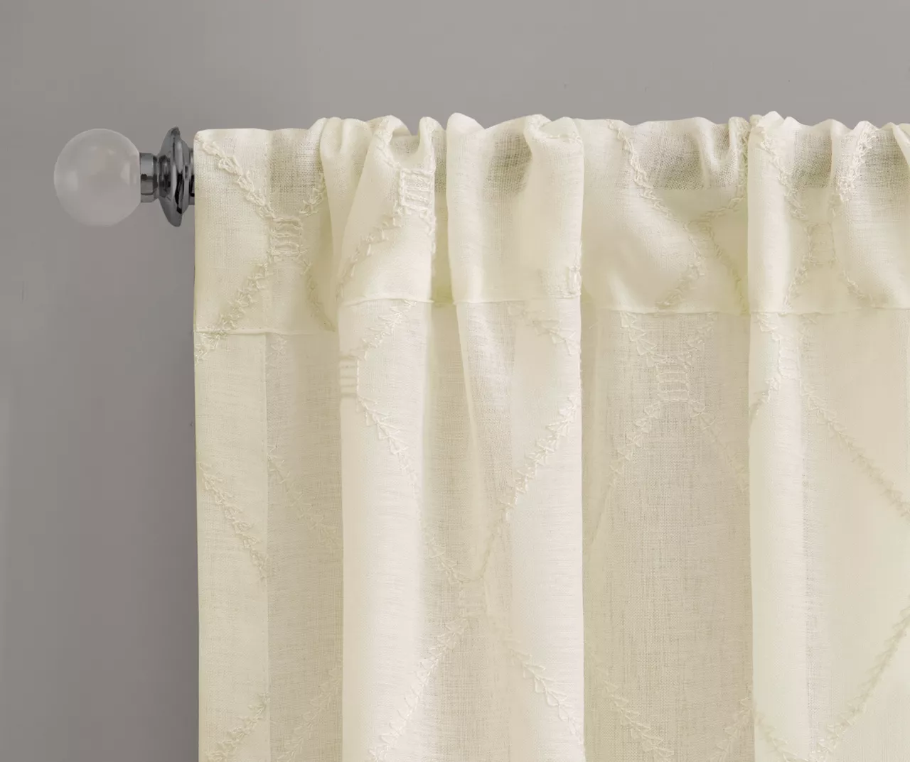 Clarissa Diamond Ivory Sheer Rod Pocket Curtain Panel, (84") - Image 3