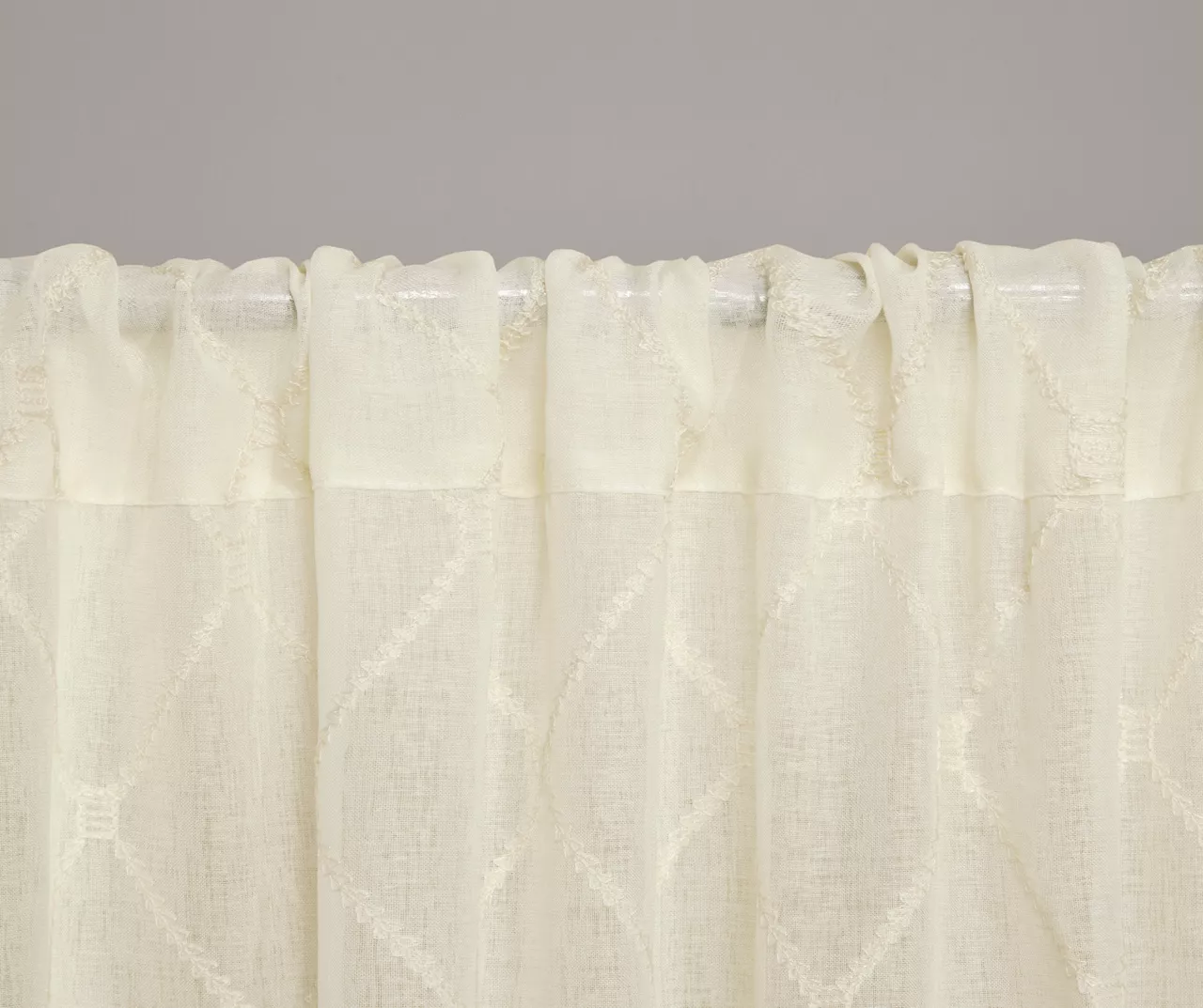 Clarissa Diamond Ivory Sheer Rod Pocket Curtain Panel, (84") - Image 4