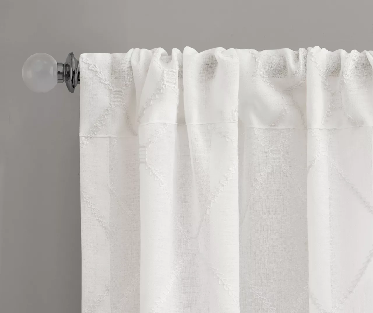 Clarissa Diamond White Sheer Rod Pocket Curtain Panel, (84") - Image 3