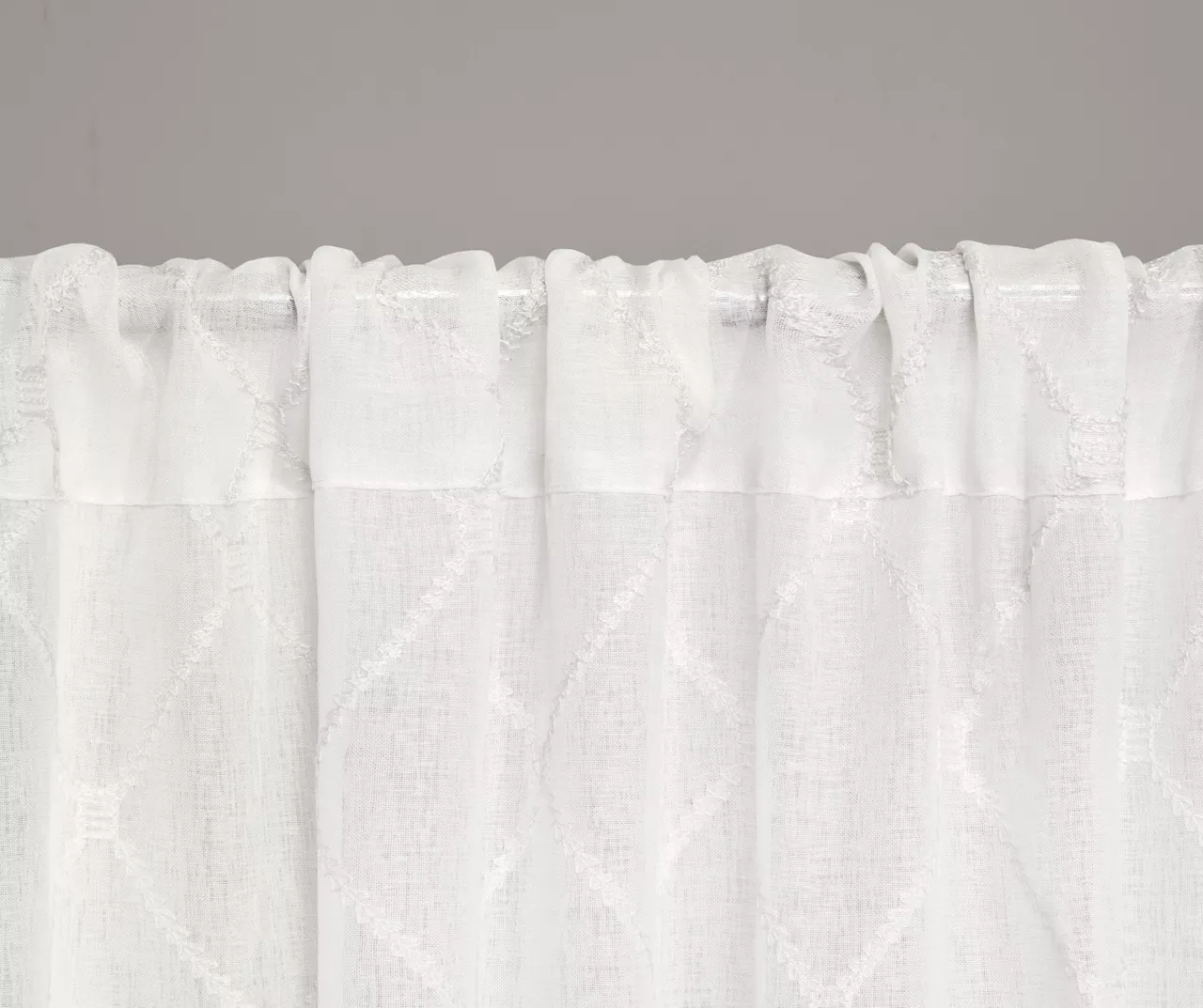 Clarissa Diamond White Sheer Rod Pocket Curtain Panel, (84") - Image 4