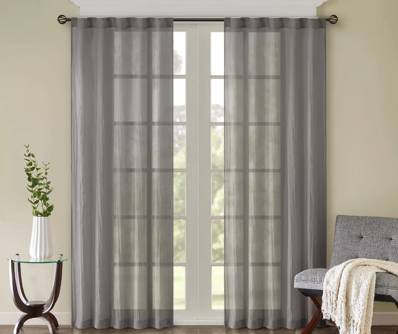 Avery Crushed Sheer Rod Pocket Curtain Panel Pair - Image 3