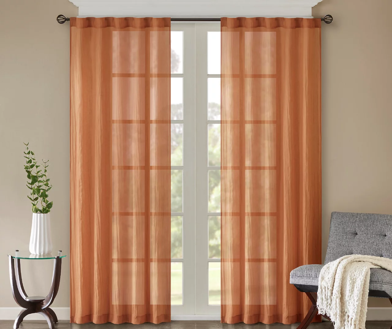 Avery Crushed Sheer Rod Pocket Curtain Panel Pair - Image 4