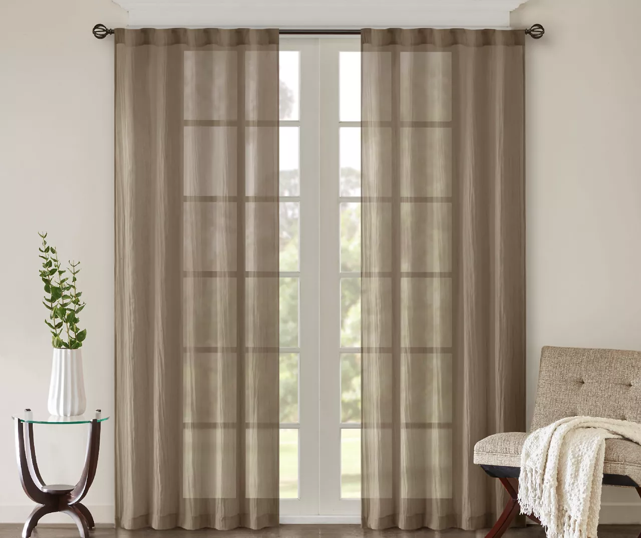 Avery Crushed Sheer Rod Pocket Curtain Panel Pair - Image 5