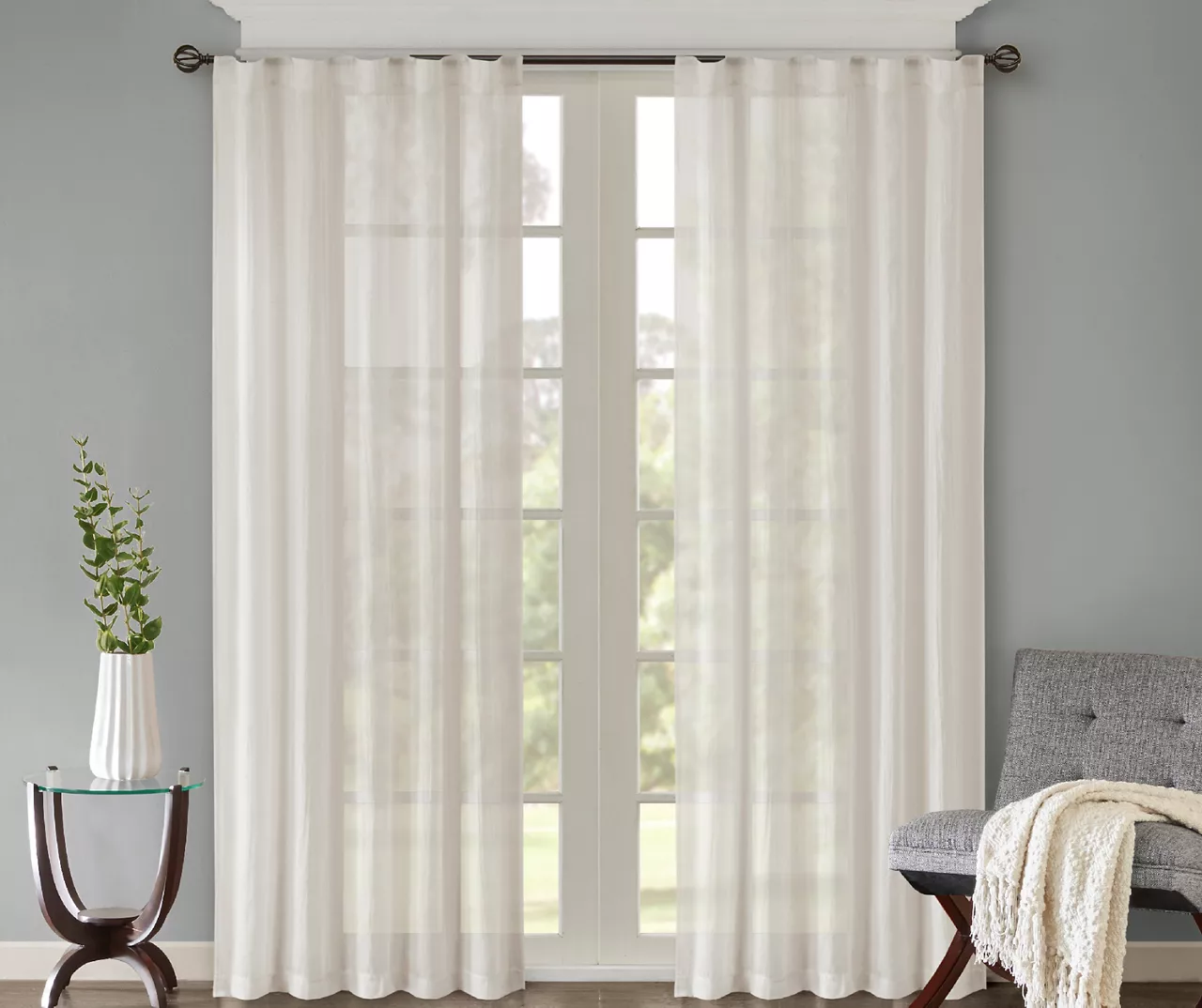 Avery Crushed Sheer Rod Pocket Curtain Panel Pair - Image 6