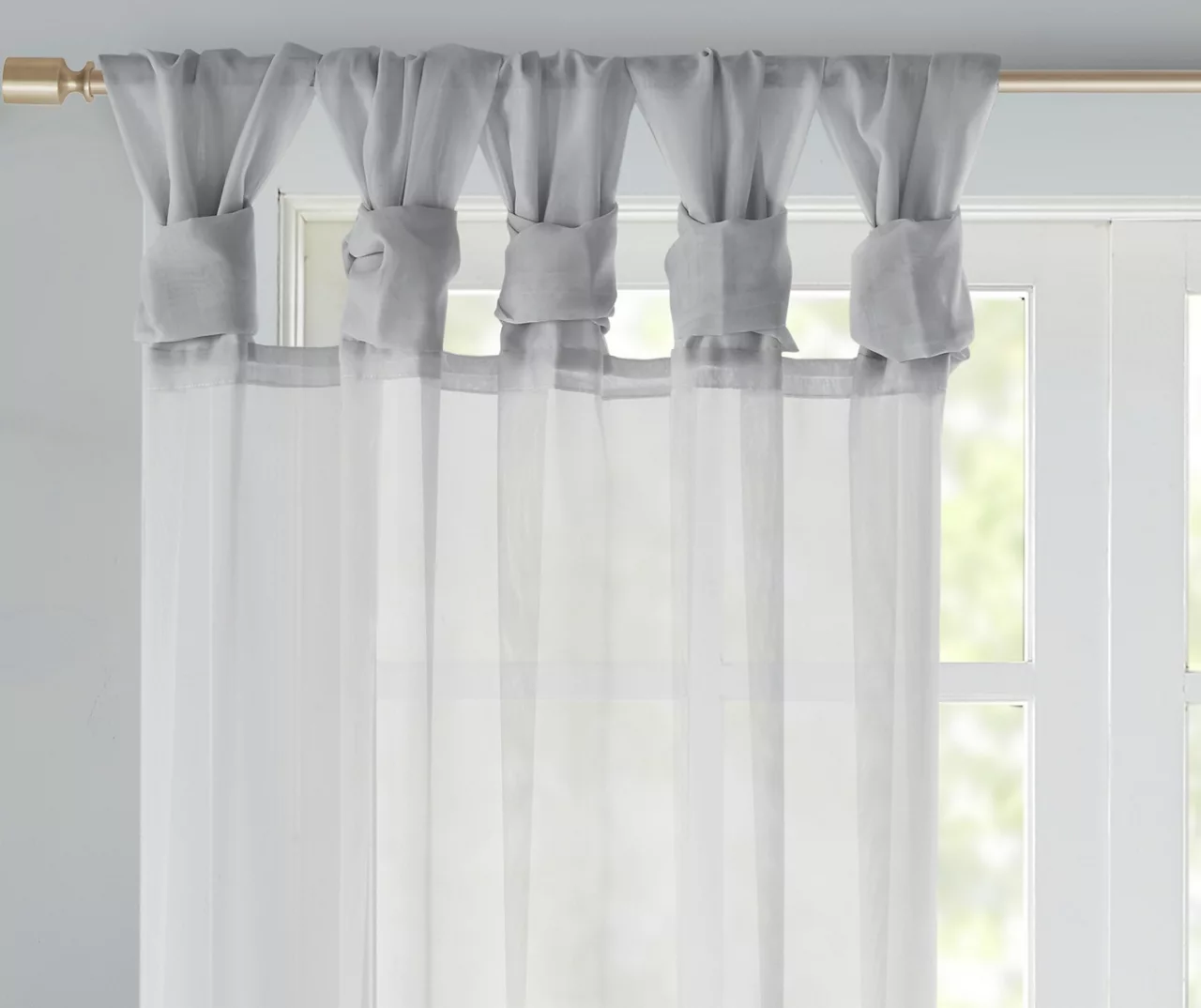 Persis Light Gray Voile Sheer Twisted Tab Curtain Panel Pair, (63") - Image 3