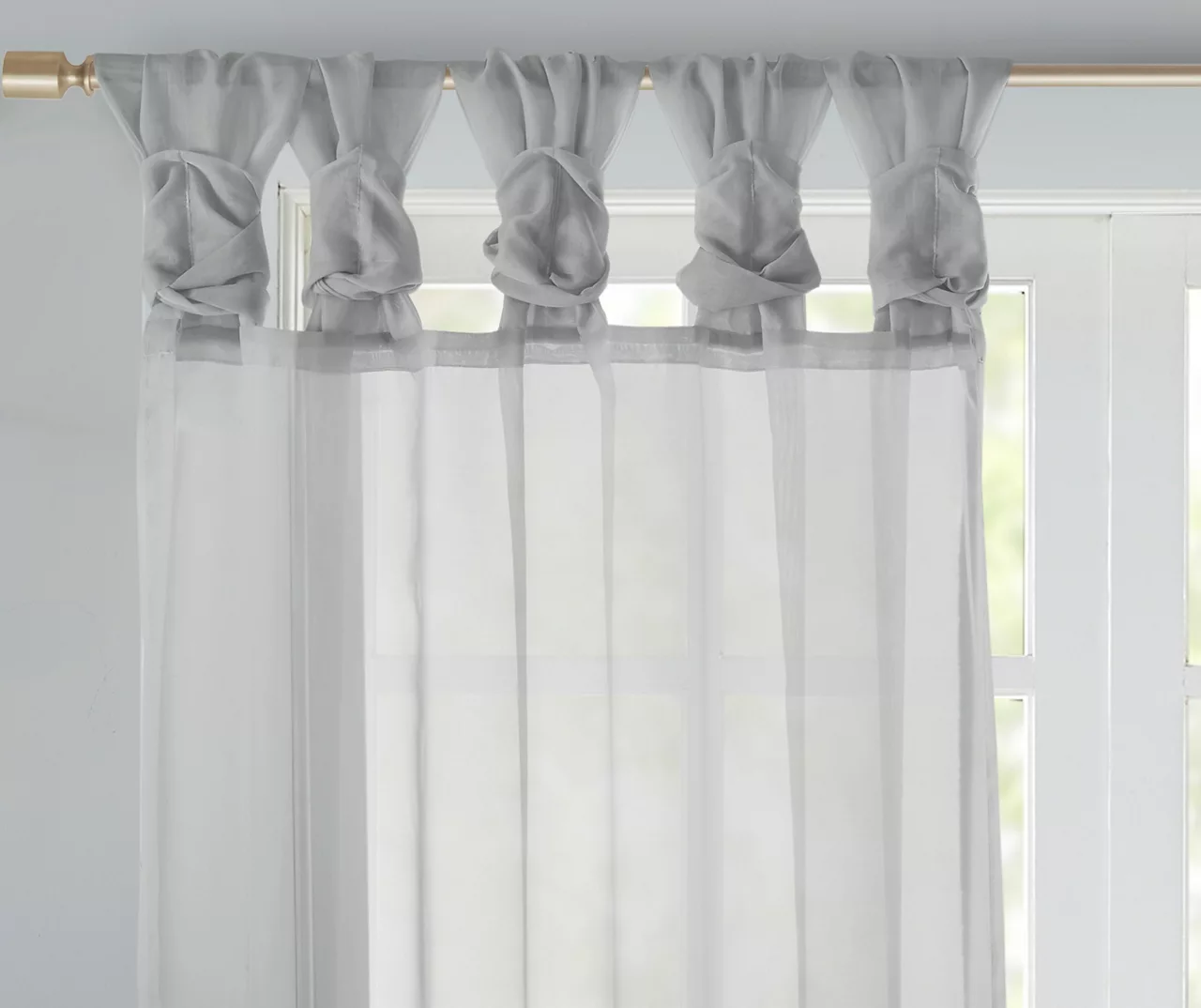 Persis Light Gray Voile Sheer Twisted Tab Curtain Panel Pair, (63") - Image 4
