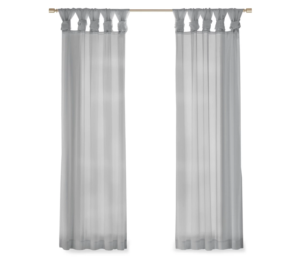 Persis Light Gray Voile Sheer Twisted Tab Curtain Panel Pair, (63") - Image 5