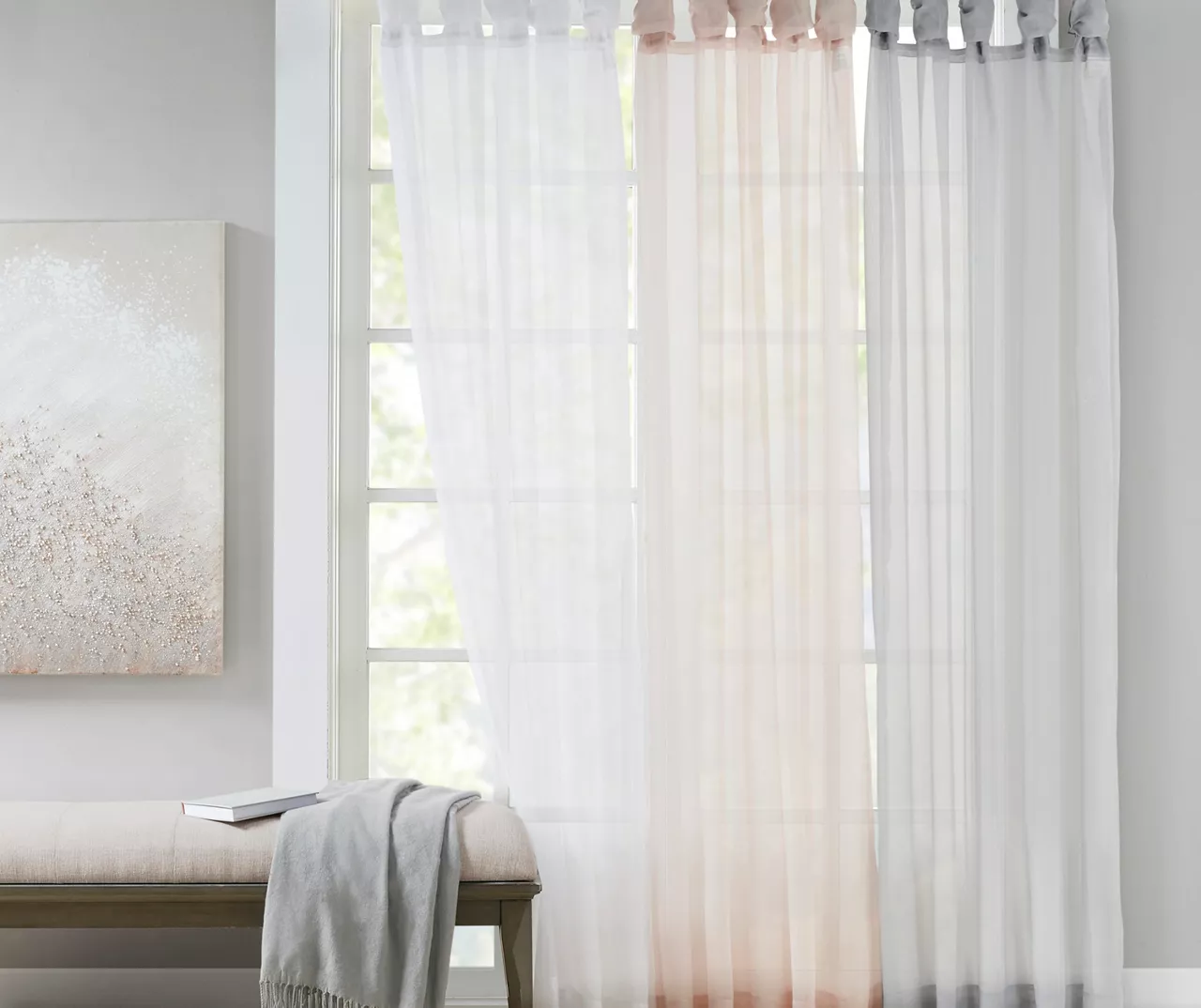 Persis Light Gray Voile Sheer Twisted Tab Curtain Panel Pair, (63") - Image 6