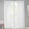 Persis White Voile Sheer Twisted Tab Curtain Panel Pair, (63")