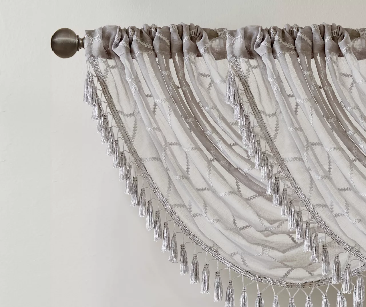 Clarissa Diamond Sheer Rod Pocket Waterfall Valance, (46") - Image 6