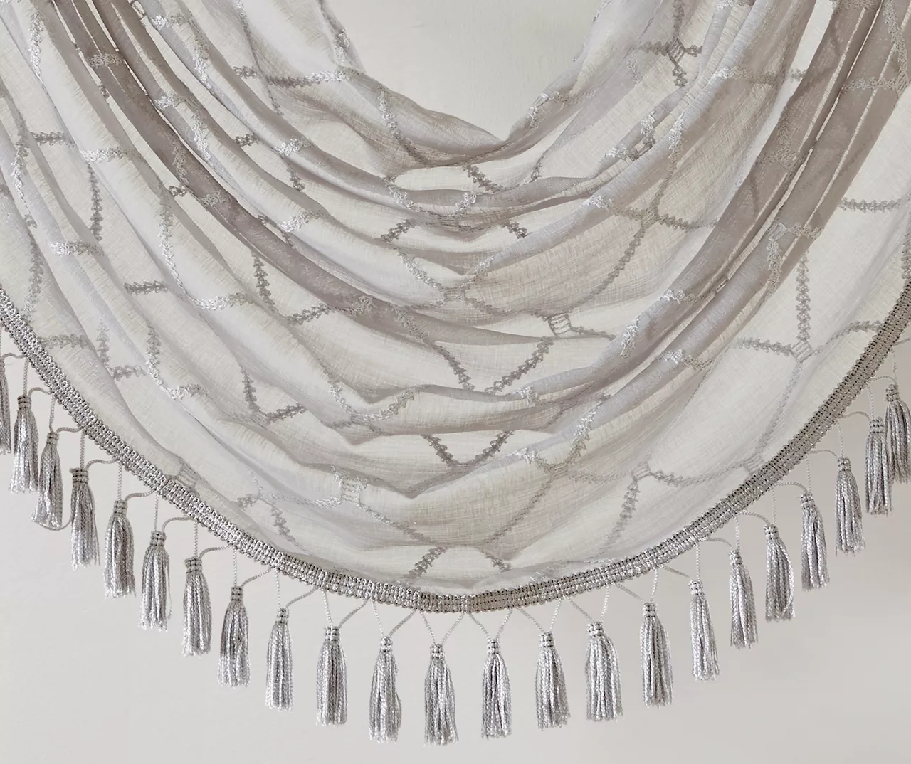 Clarissa Diamond Sheer Rod Pocket Waterfall Valance, (46") - Image 7