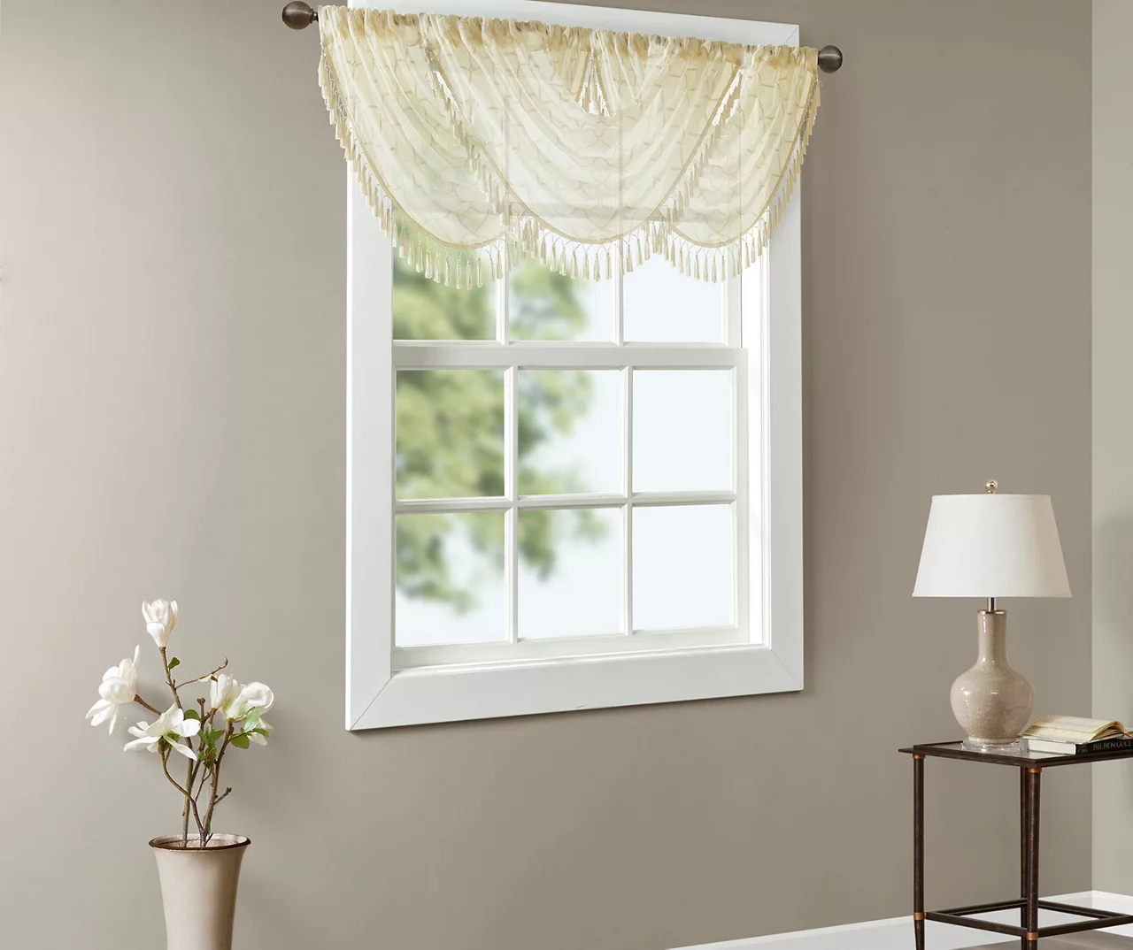 Clarissa Diamond Sheer Rod Pocket Waterfall Valance, (46") - Image 10