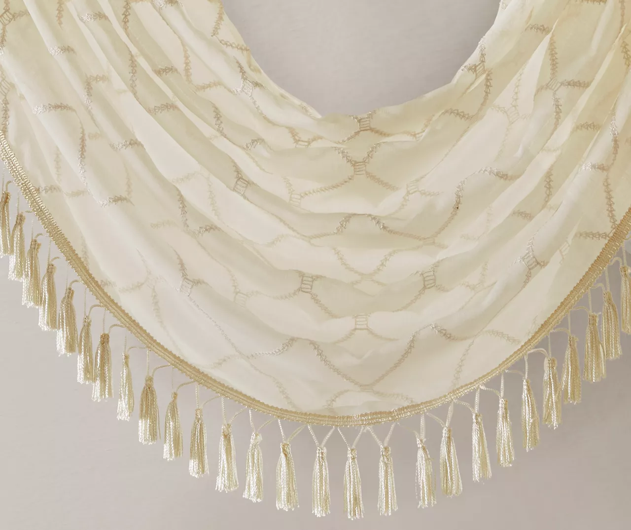 Clarissa Diamond Sheer Rod Pocket Waterfall Valance, (46") - Image 12