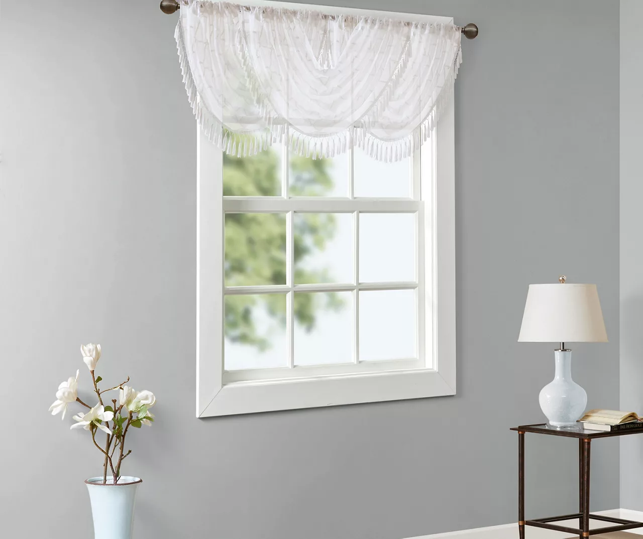 Clarissa Diamond Sheer Rod Pocket Waterfall Valance, (46") - Image 20