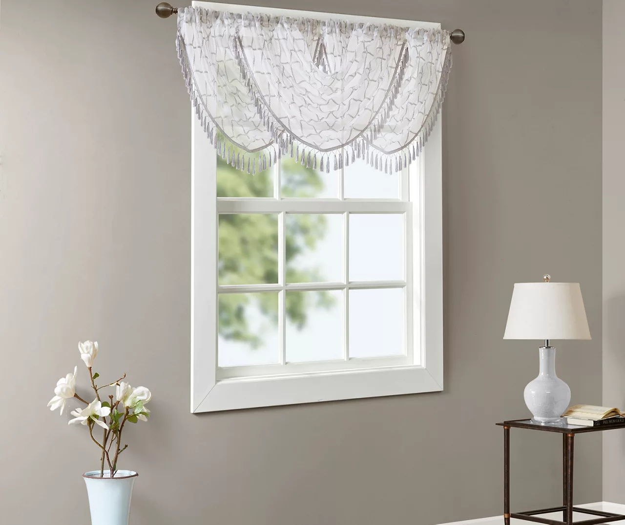 Clarissa Diamond Sheer Rod Pocket Waterfall Valance, (46") - Image 15