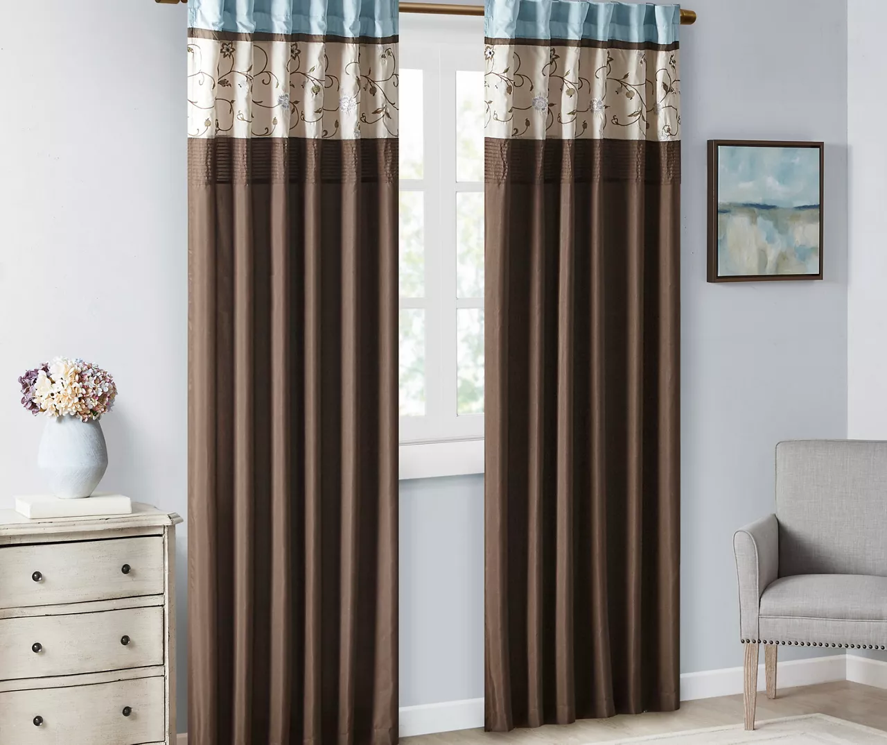Monroe Embroidered Light-Filtering Rod Pocket Curtain Panel, (84") - Image 7