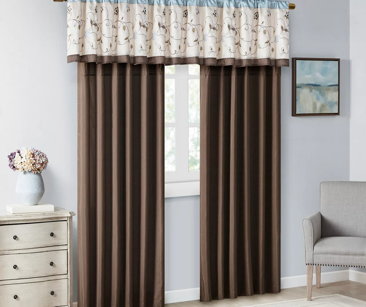 Monroe Embroidered Light-Filtering Rod Pocket Curtain Panel, (84") - Image 13