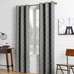 Sun Zero Ashwood Chevron Blackout Grommet Curtain Panel