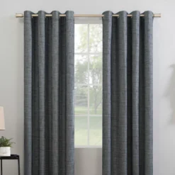Wilbon Navy Denim Blackout Grommet Curtain Panel, (84")