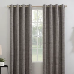 Wilbon Taupe & Cocoa Blackout Curtain Panel, (84")