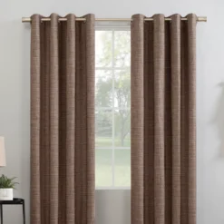 Wilbon Russet Linen Blackout Curtain Panel, (84")