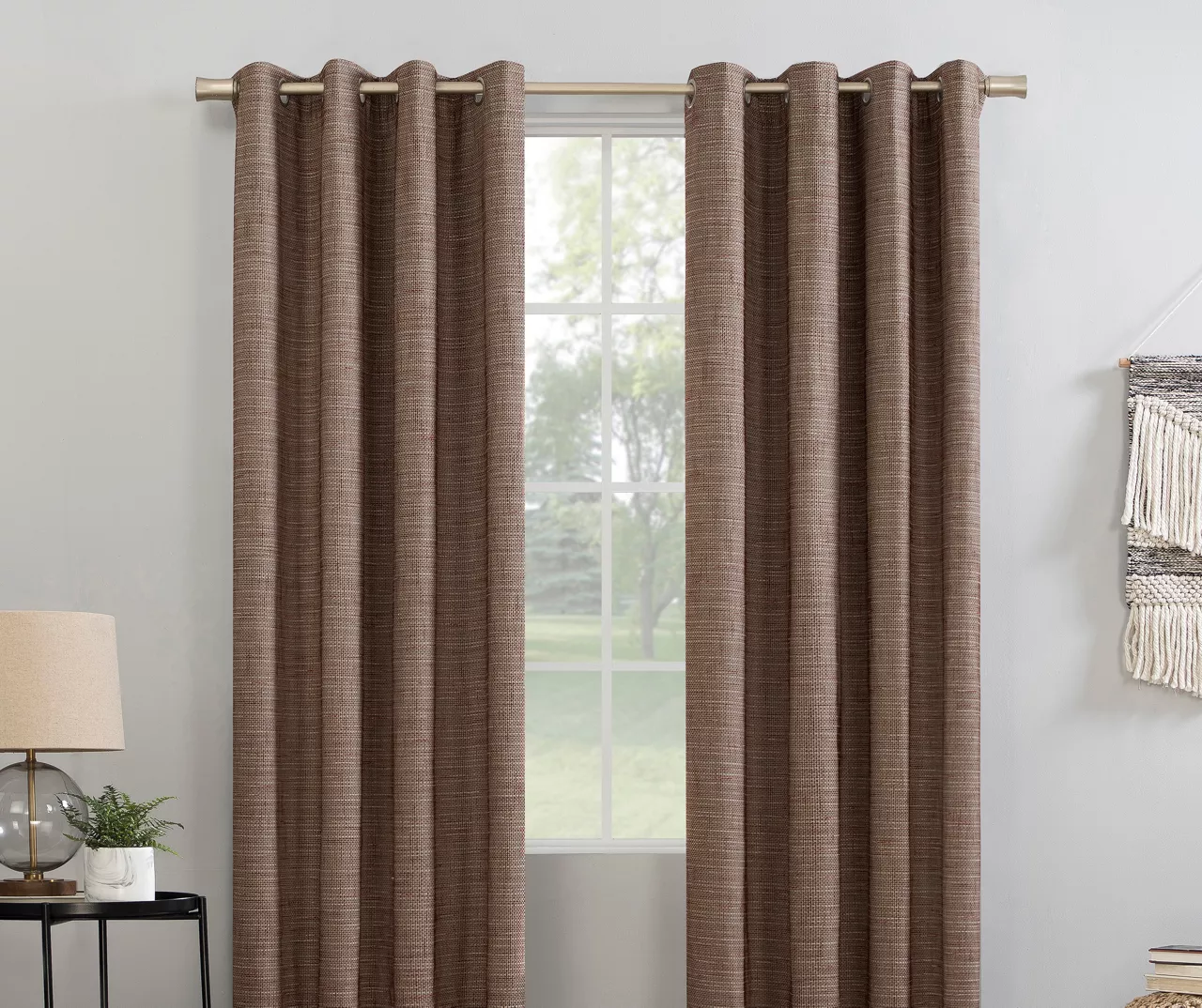 Wilbon Russet Linen Blackout Curtain Panel, (84")