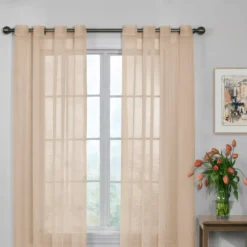 Curtain Fresh Latte Sheer Grommet Curtain Panel, (63")