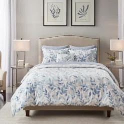 Leisha Blue Full 8-Piece Reversible Comforter Set