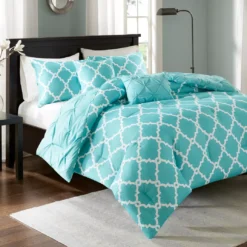 Hayden Aqua King/California King Reversible 5-Piece Comforter Set