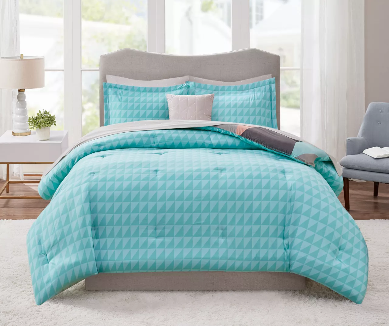 Zuri Aqua Reversible Comforter Set - Image 2