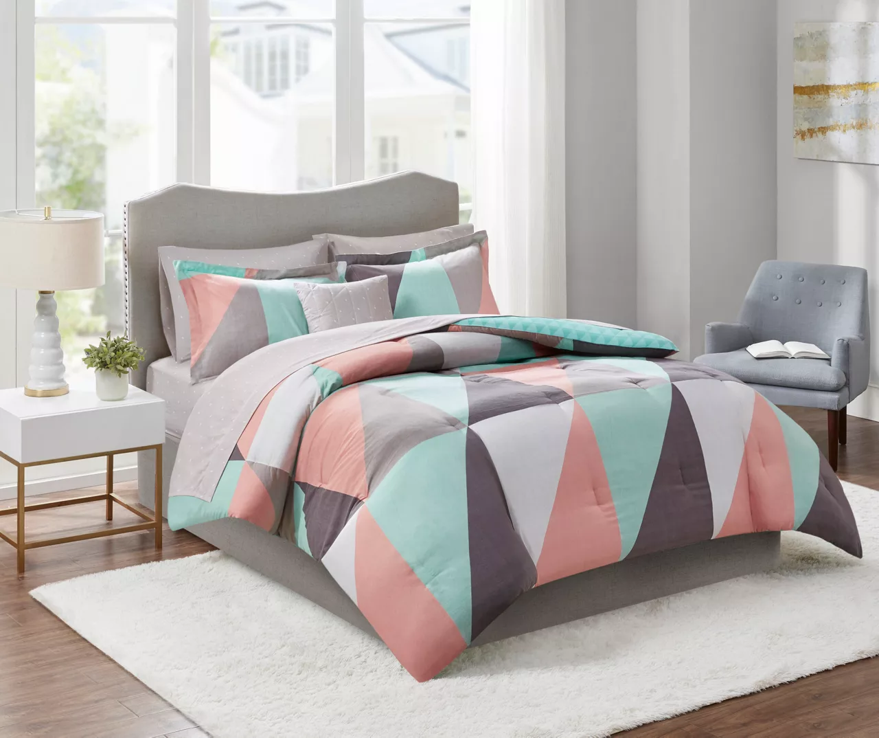 Zuri Aqua Reversible Comforter Set - Image 3
