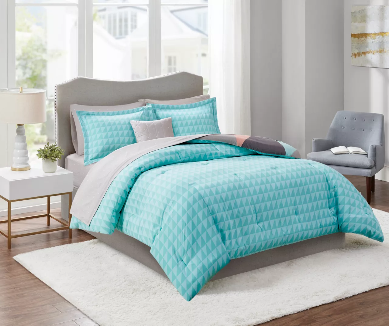 Zuri Aqua Reversible Comforter Set - Image 4
