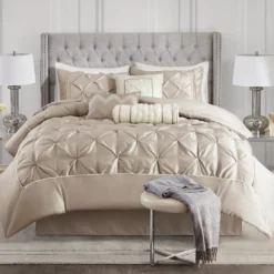 Piedmont Taupe Tufted Queen 7-Piece Comforter Set