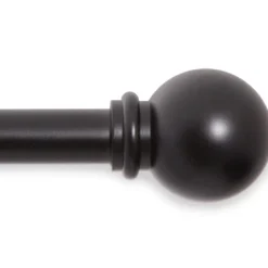 Lana Black 5/8" Ball-Finial Curtain Rod, (28"-48")