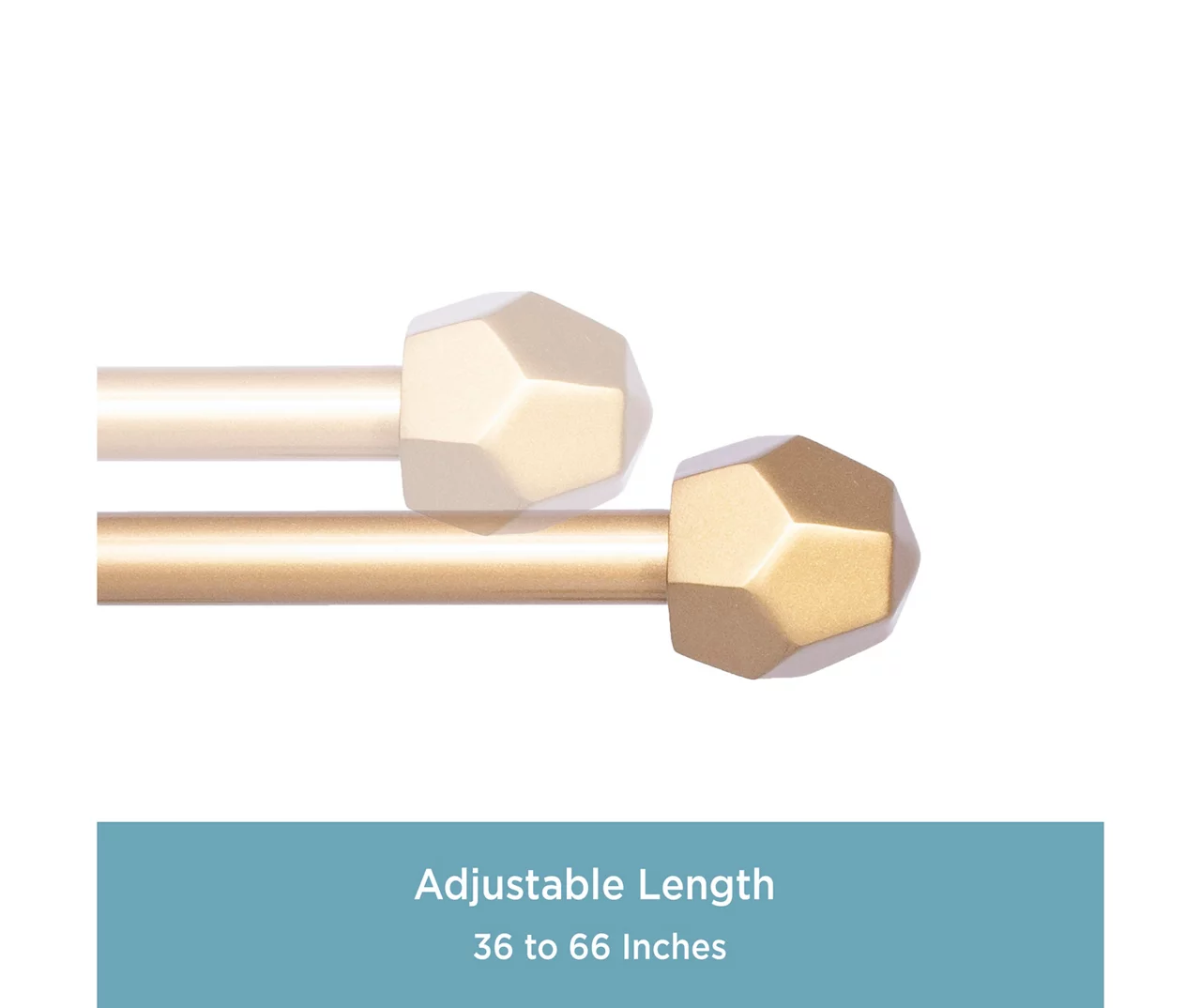 River Burnished Brass 5/8" Steel Decorative Curtain Rod, (36" - 66") - Image 3