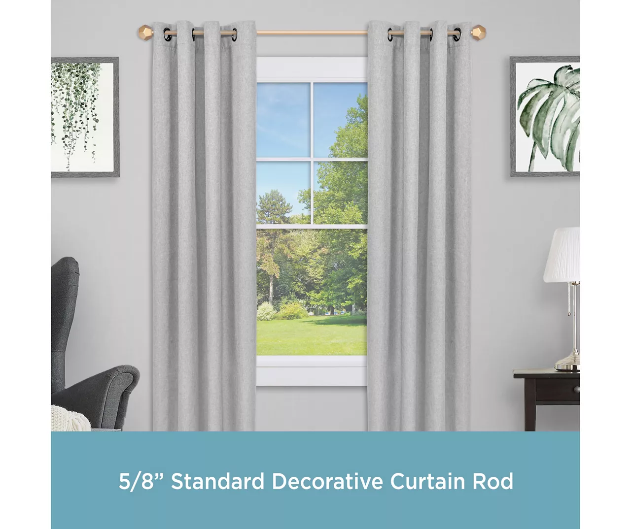 River Burnished Brass 5/8" Steel Decorative Curtain Rod, (36" - 66") - Image 5