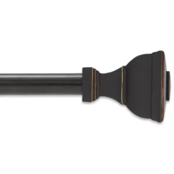 Mavis Oil Rubbed Bronze 5/8" Steel Decorative Curtain Rod, (36" - 66")