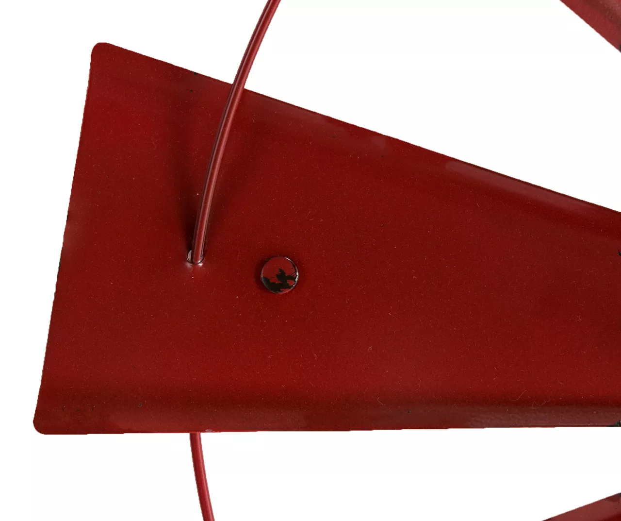 22.05" Red Metal Windmill Wheel Wall Decor - Image 2