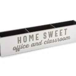 "Home Sweet Office" White & Black 3-Section Pencil Holder Box Plaque