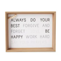 "Always Do Your Best" White Framed Plaque With Wood Beads Accent